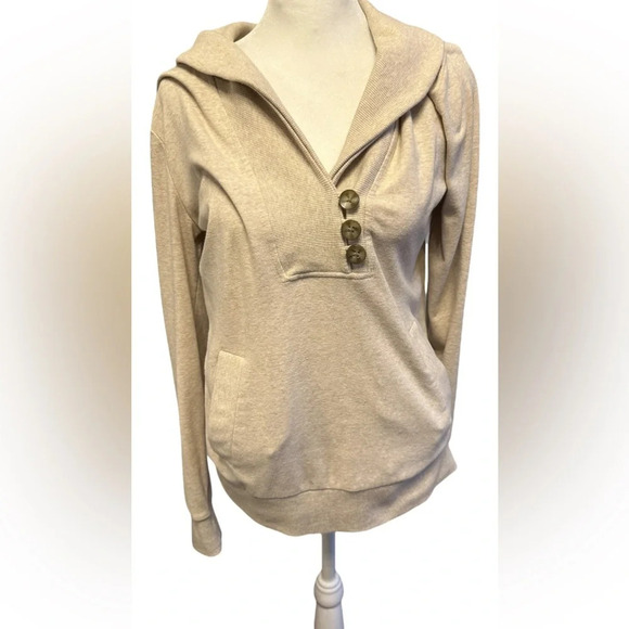 Banana Republic Pullover Button Sweater Cream Cotton Blend Size M Vintage Tag - Picture 1 of 4
